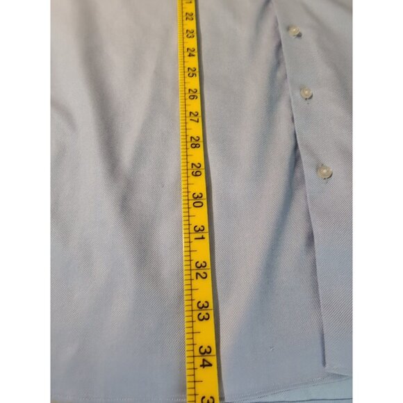 Proper Cloth Men's Non-Iron Stretch Blue Gingham Twill Dress Shirt 19 x 36 - Picture 5 of 7